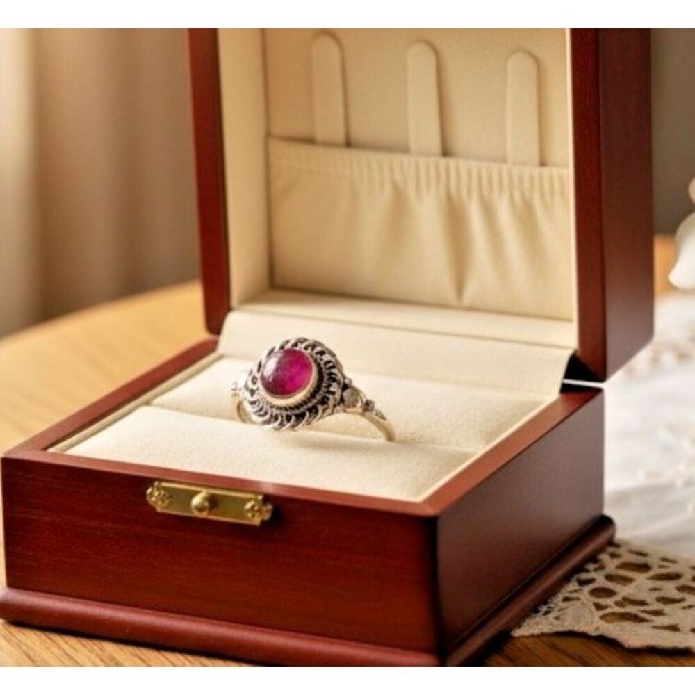 Sterling Silver Ruby Statement Ring 925 Size 8 Ornate   NEW